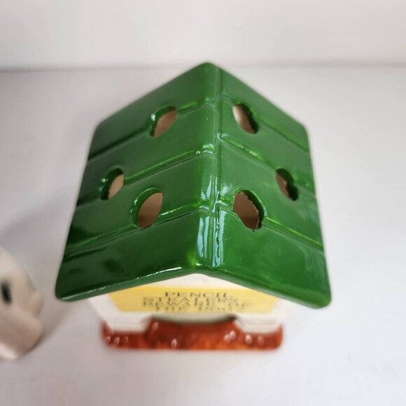 Vintage Pencil Sharpener & Holder MCM Dog & Doghouse Bone China Made In Japan - Picture 3 of 12